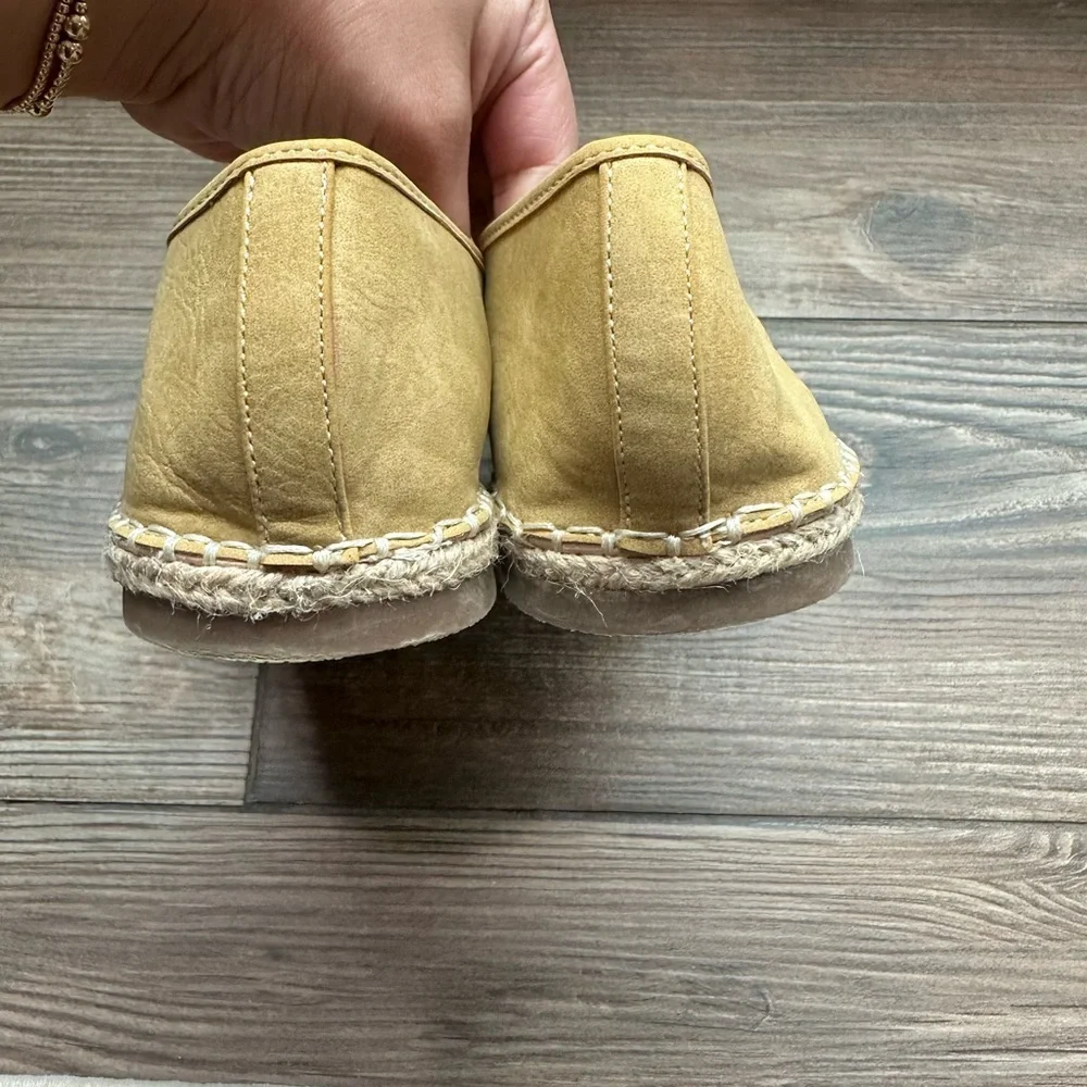 Journee Collection Women Yellow-Tan Perforated Espadrille Slip-Ons